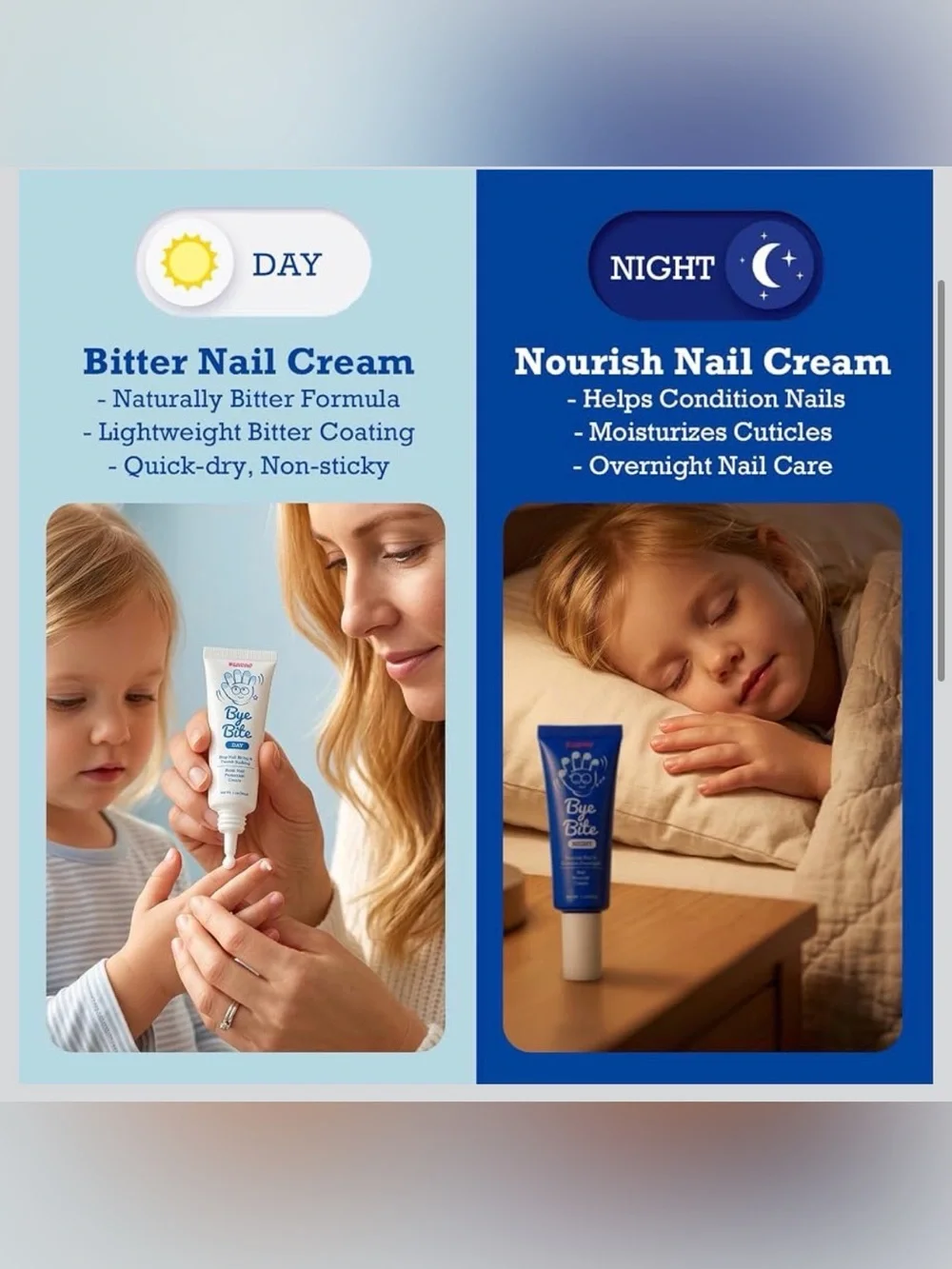 Kids Day & Night Nail Cream Set - White & Blue